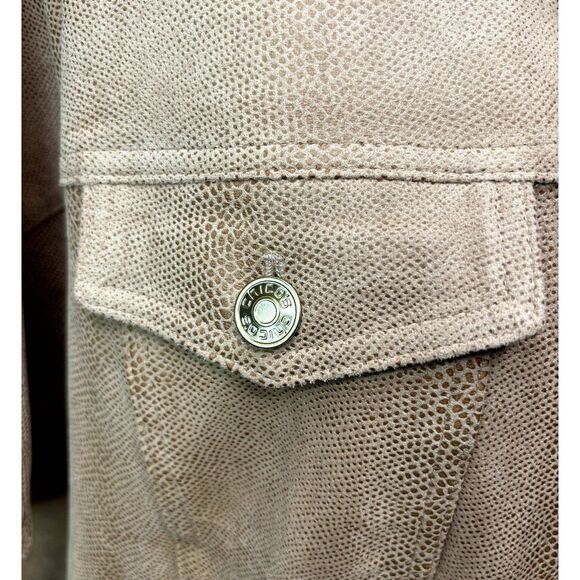 Chicos Womens Trucker Cape Oversized Ruena Desert Tan Faux Suede Reptile Print - Picture 10 of 10